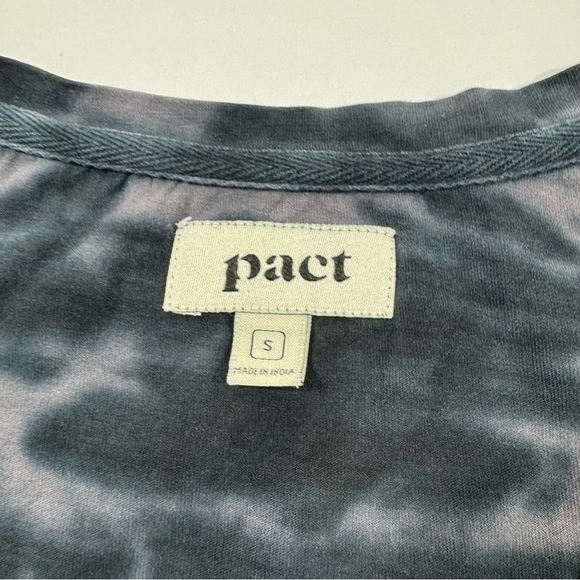 Pact Organic V Neck Long Sleeve Shirt Black Grey Tie Dye - Picture 4 of 6